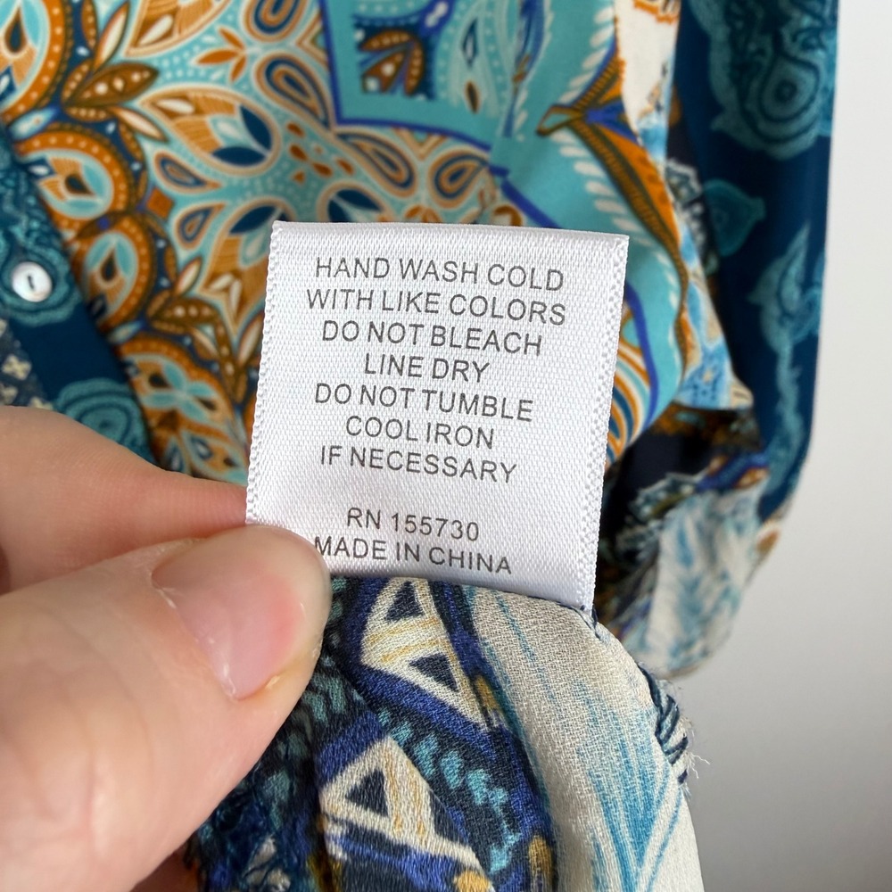 Rose + Olive Patchwork Paisley Button Down Shirt … - image 7